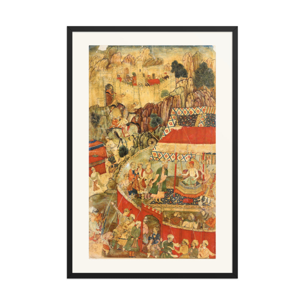 Royal Camp Before a Fortress — Restored Mughal Wall Art — view 7