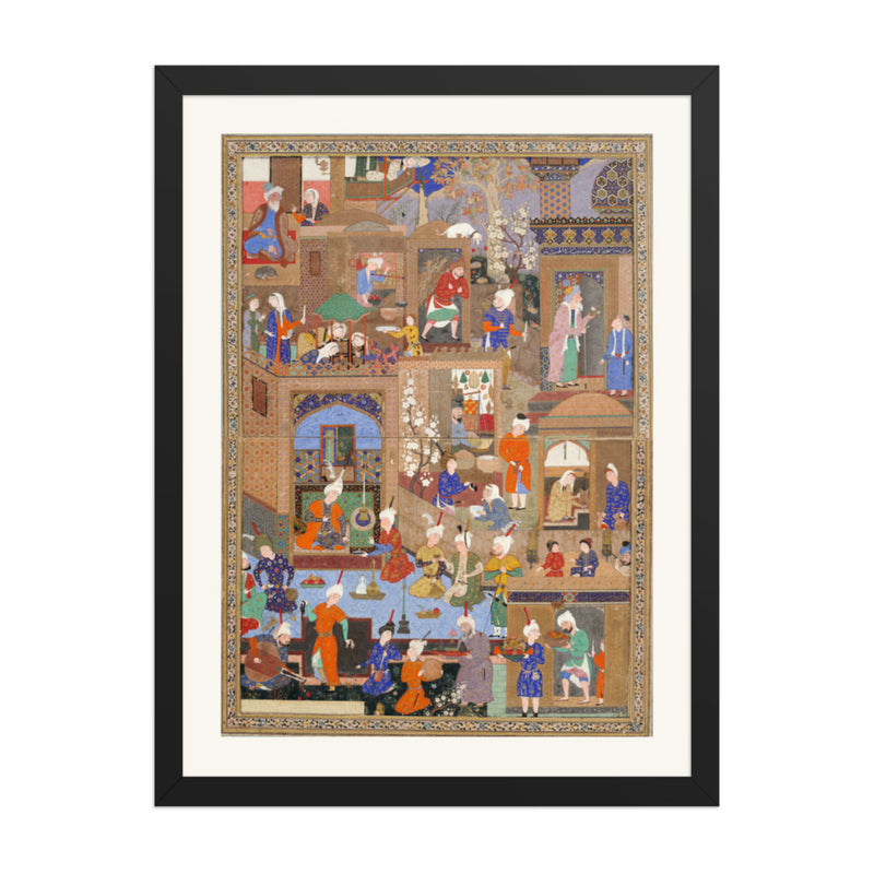 Nighttime in a City by Mir Sayyid Ali | Restored Persian Miniature