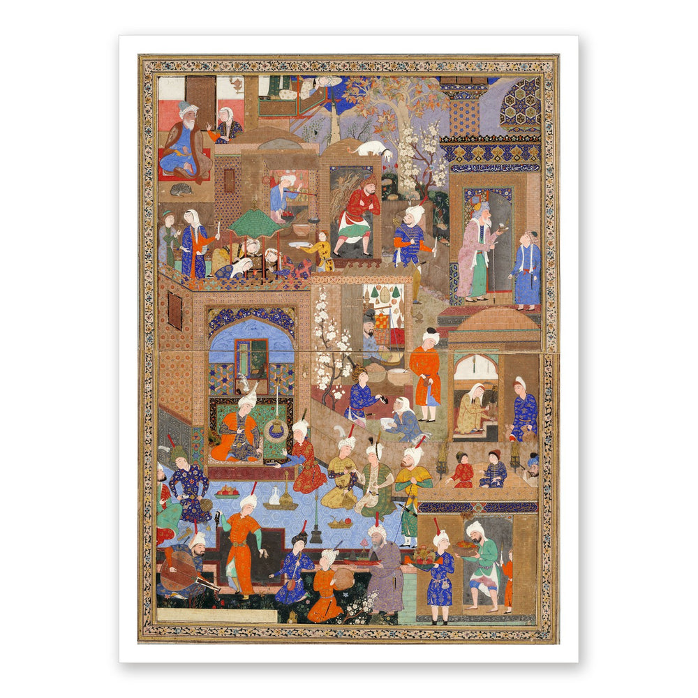 Nighttime in a City by Mir Sayyid Ali | Restored Persian Miniature — view 10