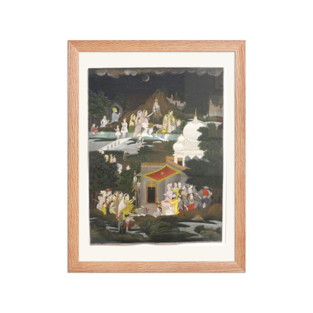 Palaces in a Night Landscape | Restored Mughal Wall Art — view 4