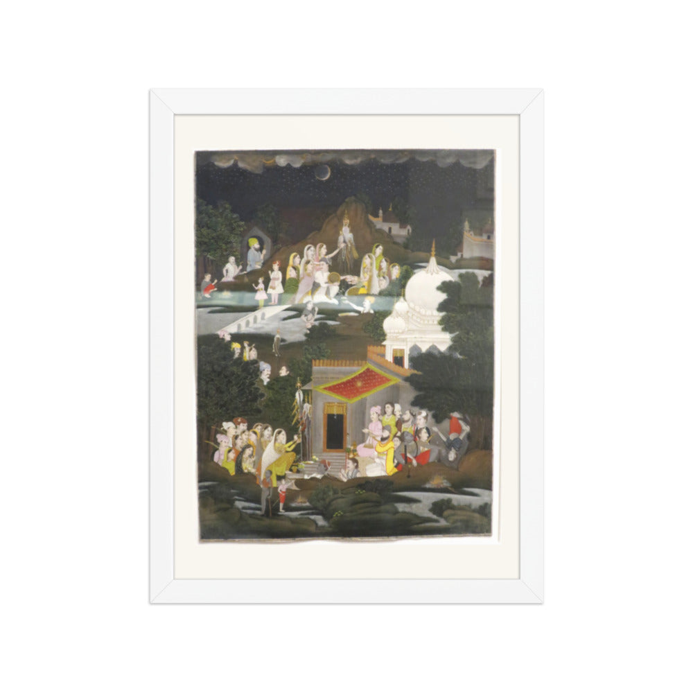 Palaces in a Night Landscape | Restored Mughal Wall Art — view 6