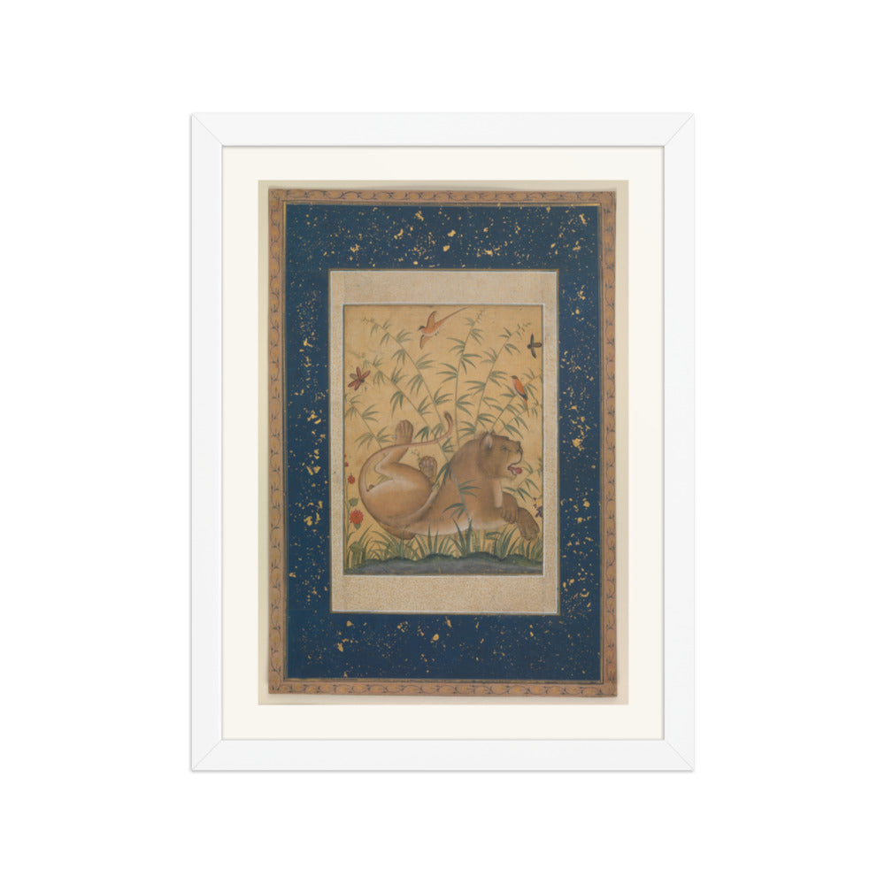 A Lion Beneath Bamboo by Mansur | Restored Mughal Wall Art — view 6