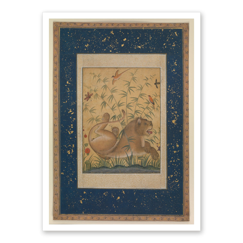 A Lion Beneath Bamboo by Mansur | Restored Mughal Wall Art — view 7
