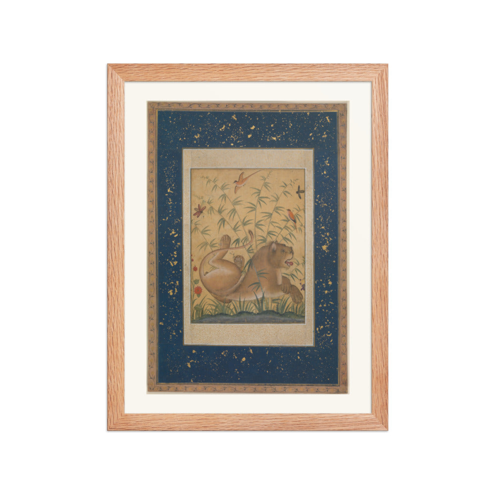 A Lion Beneath Bamboo by Mansur | Restored Mughal Wall Art — view 2