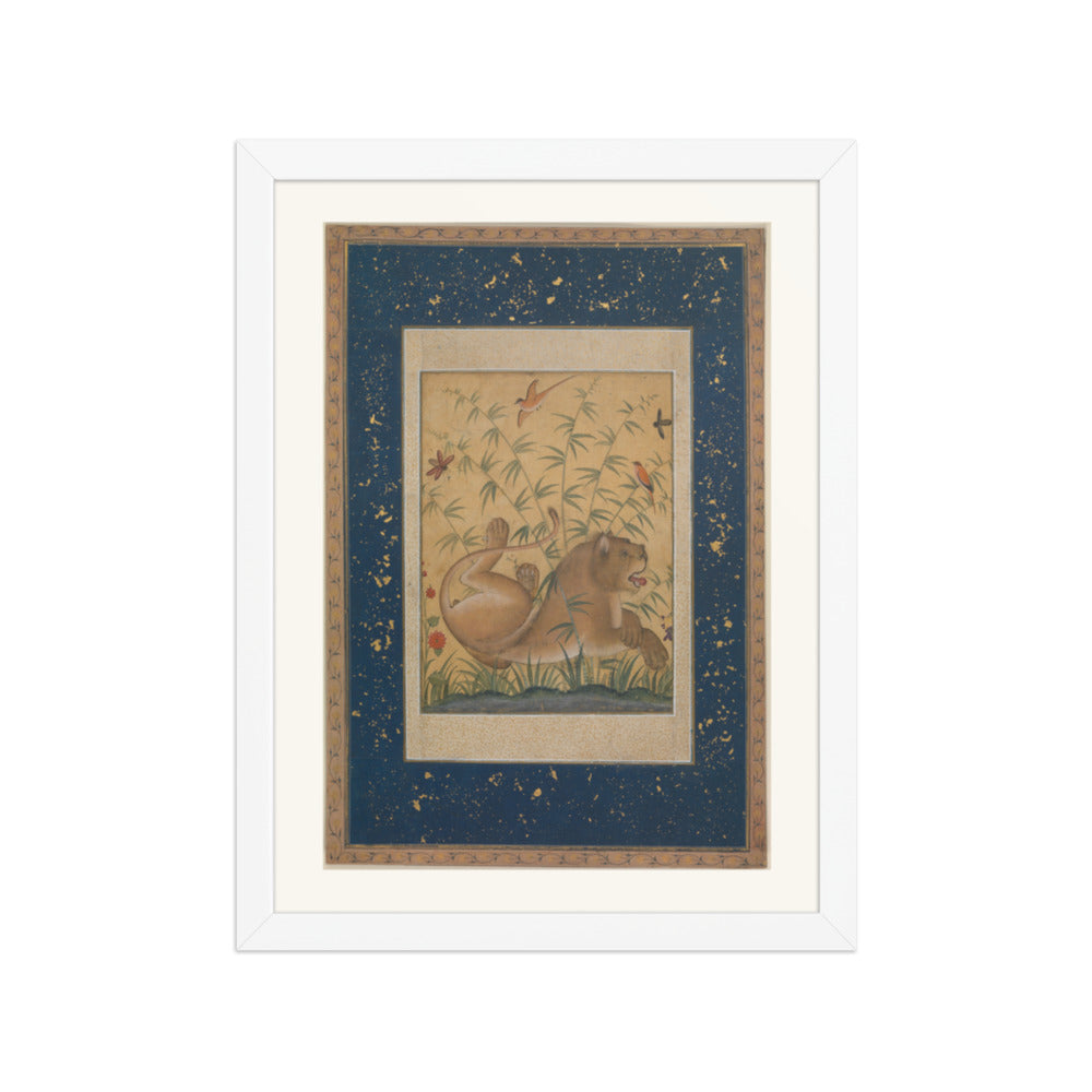 A Lion Beneath Bamboo by Mansur | Restored Mughal Wall Art — view 3