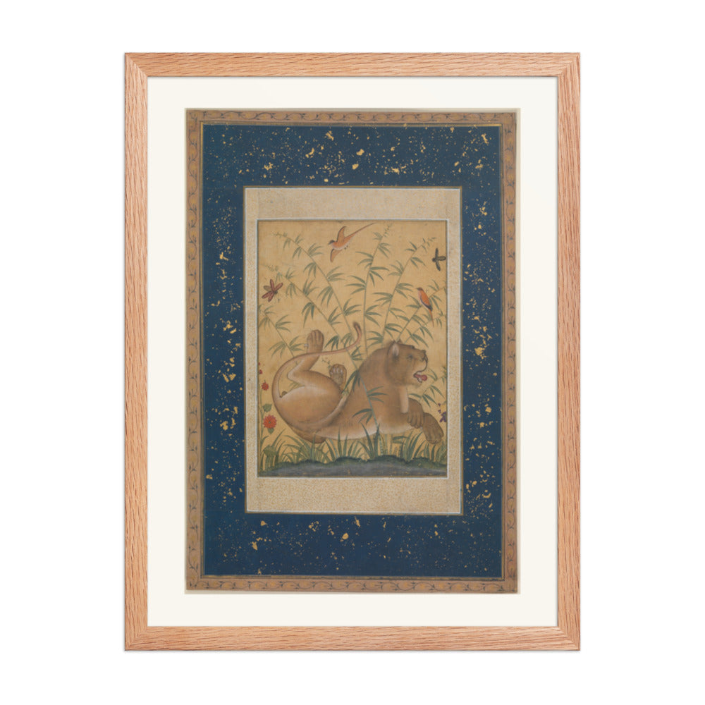 A Lion Beneath Bamboo by Mansur | Restored Mughal Wall Art — view 5