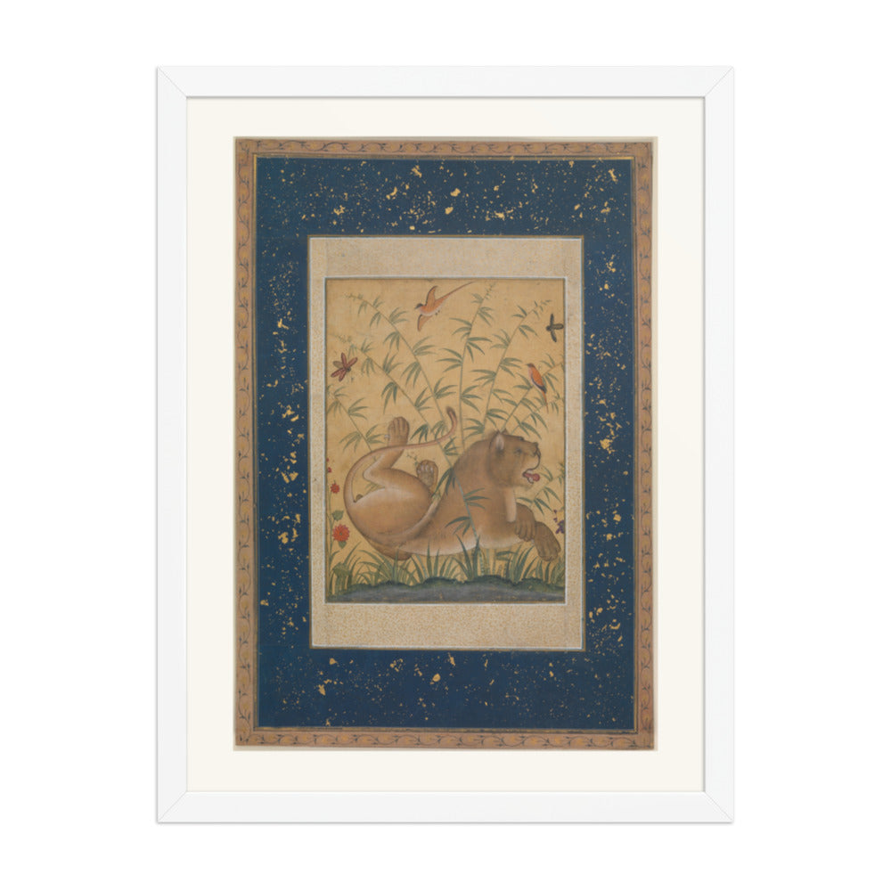 A Lion Beneath Bamboo by Mansur | Restored Mughal Wall Art — view 6