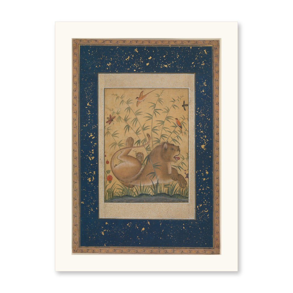 A Lion Beneath Bamboo by Mansur | Restored Mughal Wall Art — view 7