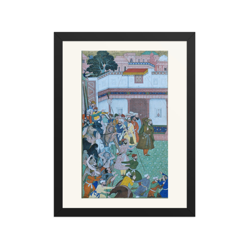 Courtyard Audience with a Peacock — Restored Mughal Wall Art — view 2