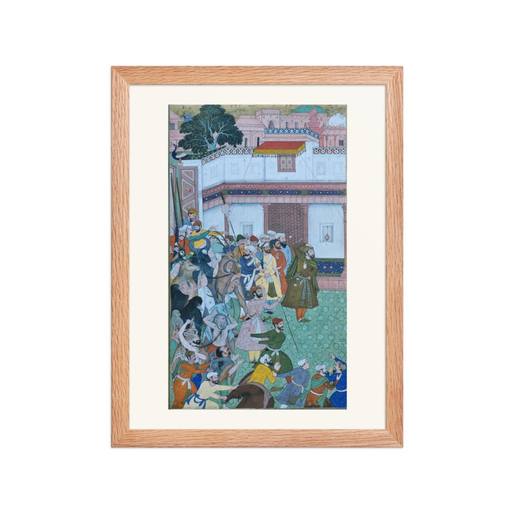 Courtyard Audience with a Peacock — Restored Mughal Wall Art — view 4