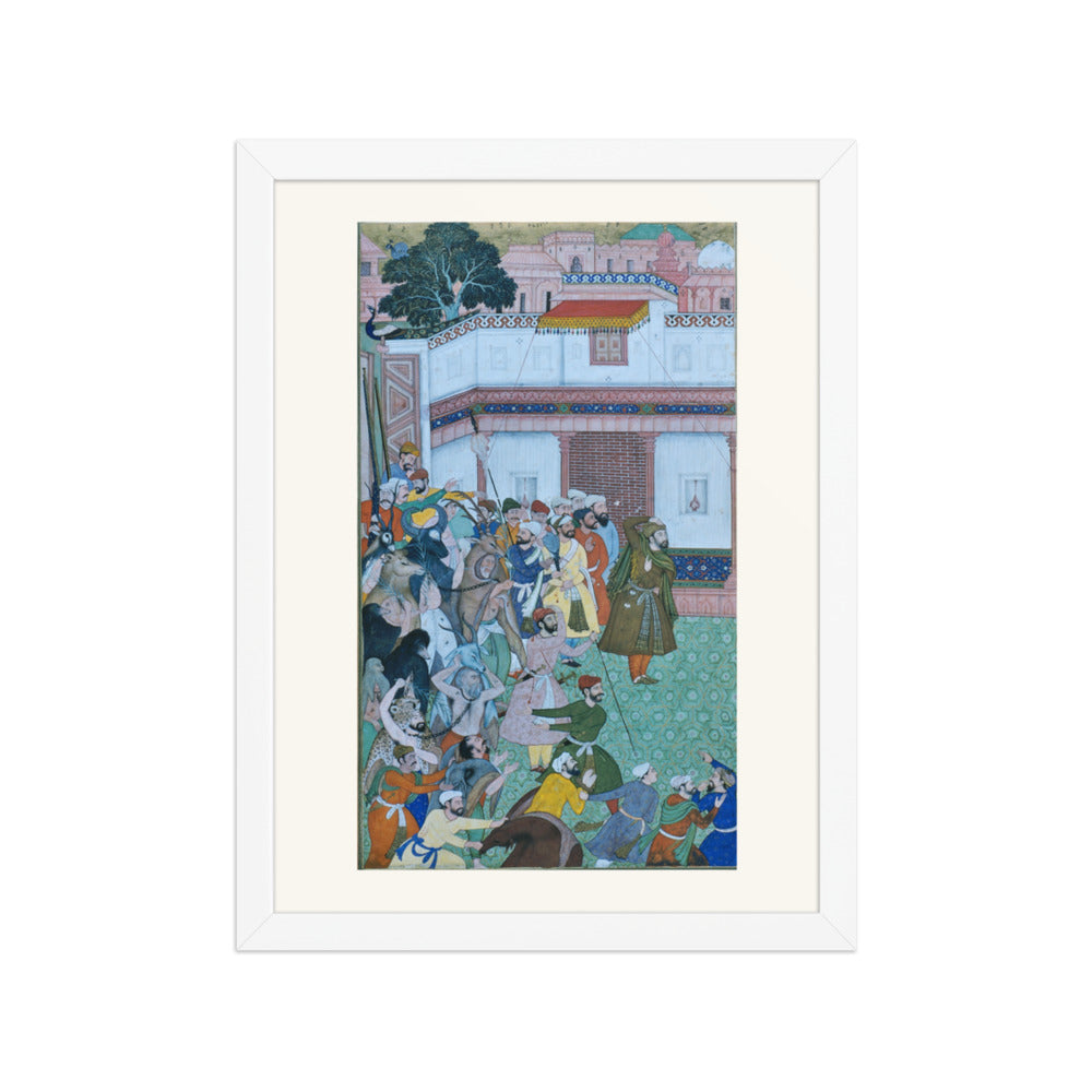 Courtyard Audience with a Peacock — Restored Mughal Wall Art — view 6