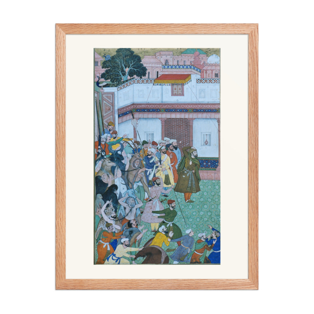 Courtyard Audience with a Peacock — Restored Mughal Wall Art — view 3