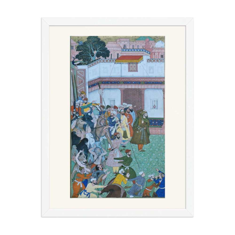 Courtyard Audience with a Peacock — Restored Mughal Wall Art — view 5