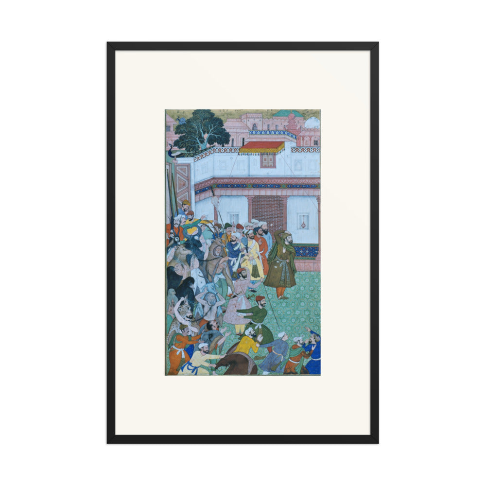 Courtyard Audience with a Peacock — Restored Mughal Wall Art — view 8