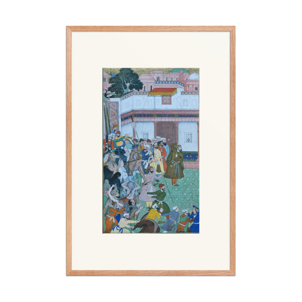 Courtyard Audience with a Peacock — Restored Mughal Wall Art — view 9
