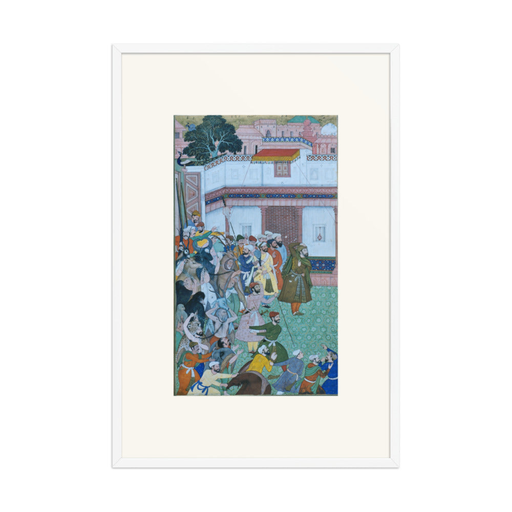 Courtyard Audience with a Peacock — Restored Mughal Wall Art — view 10