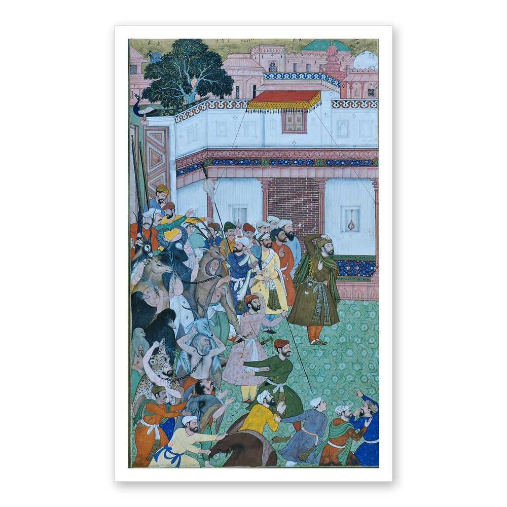Courtyard Audience with a Peacock — Restored Mughal Wall Art — view 7