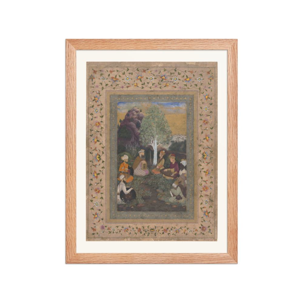Ascetics Gathered by a Stream — Restored Mughal Wall Art — view 4