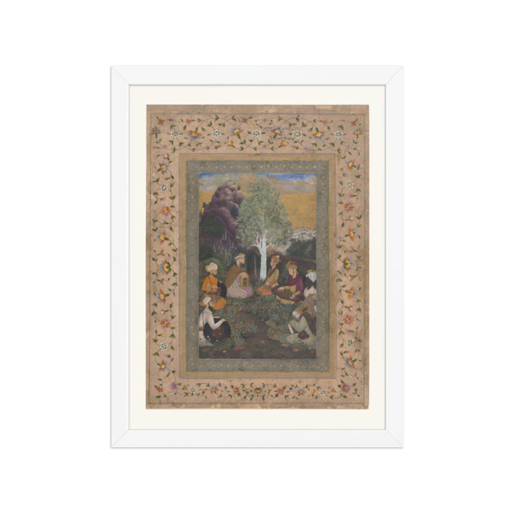 Ascetics Gathered by a Stream — Restored Mughal Wall Art — view 6
