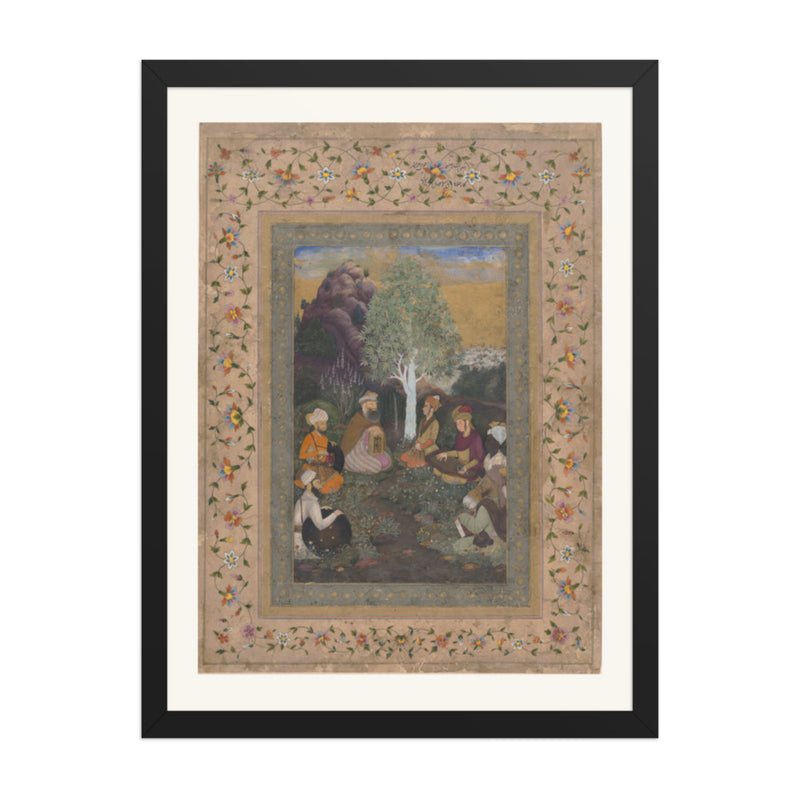 Ascetics Gathered by a Stream — Restored Mughal Wall Art