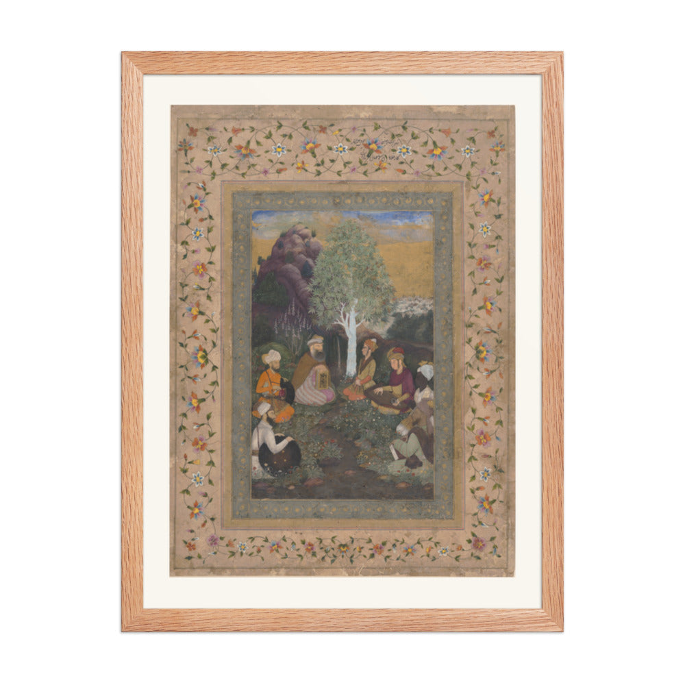 Ascetics Gathered by a Stream — Restored Mughal Wall Art — view 3