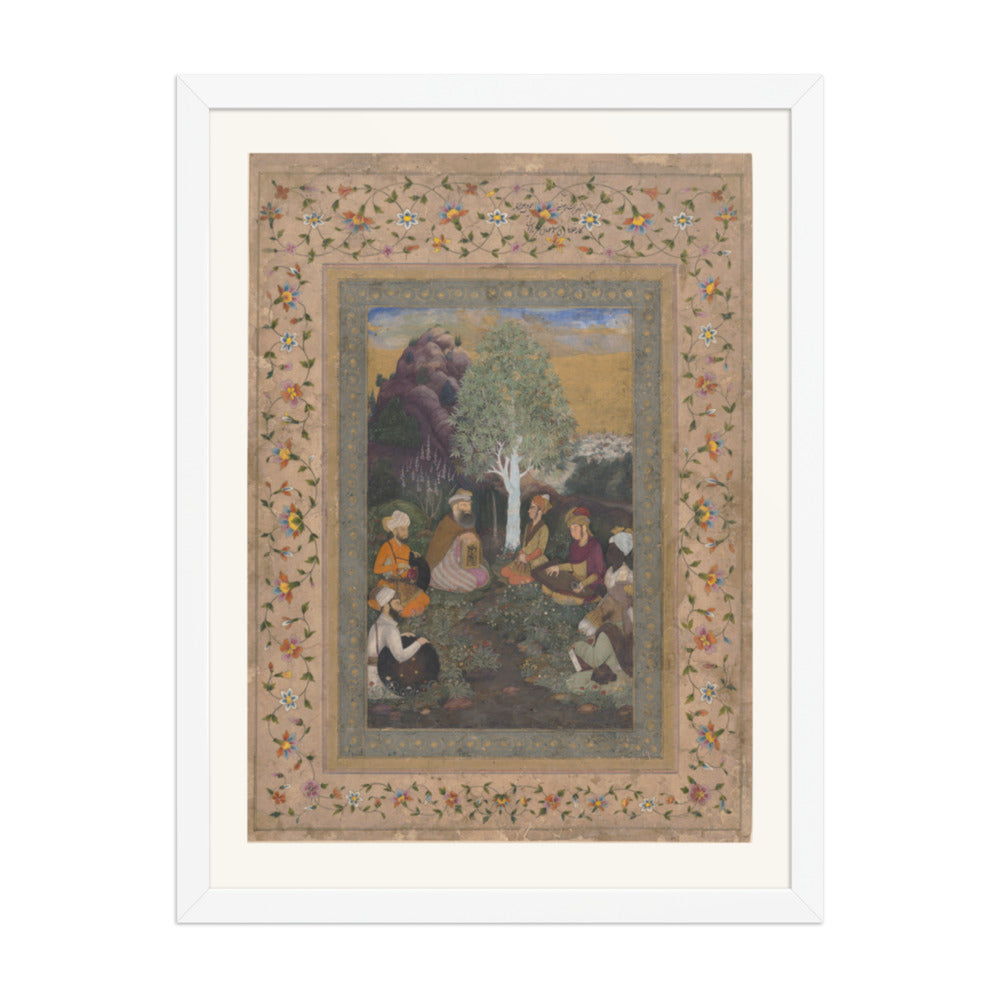 Ascetics Gathered by a Stream — Restored Mughal Wall Art — view 5