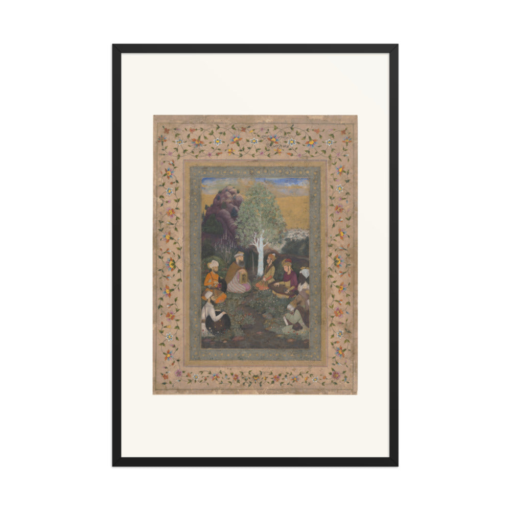 Ascetics Gathered by a Stream — Restored Mughal Wall Art — view 8