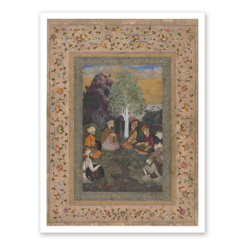 Ascetics Gathered by a Stream — Restored Mughal Wall Art — view 7