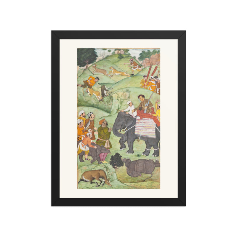 Prince Salim at the Hunt — Restored Mughal Wall Art