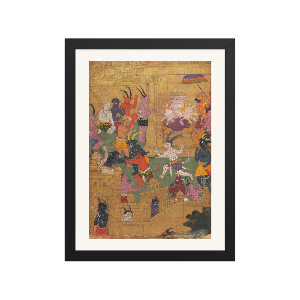 Angad the Messenger at Ravana's Court — Ramayana Folio | Restored Mughal Wall Art — view 2
