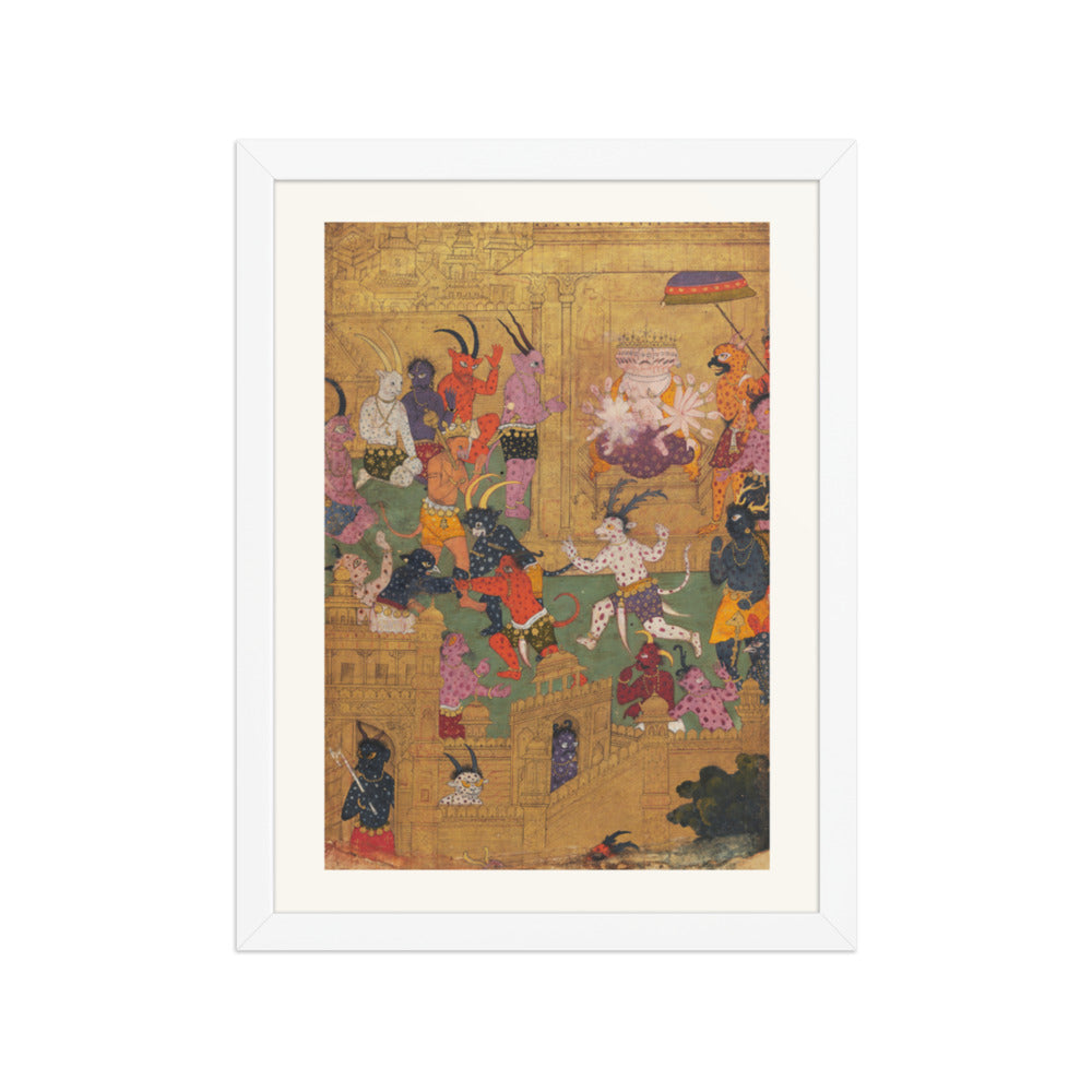 Angad the Messenger at Ravana's Court — Ramayana Folio | Restored Mughal Wall Art — view 6