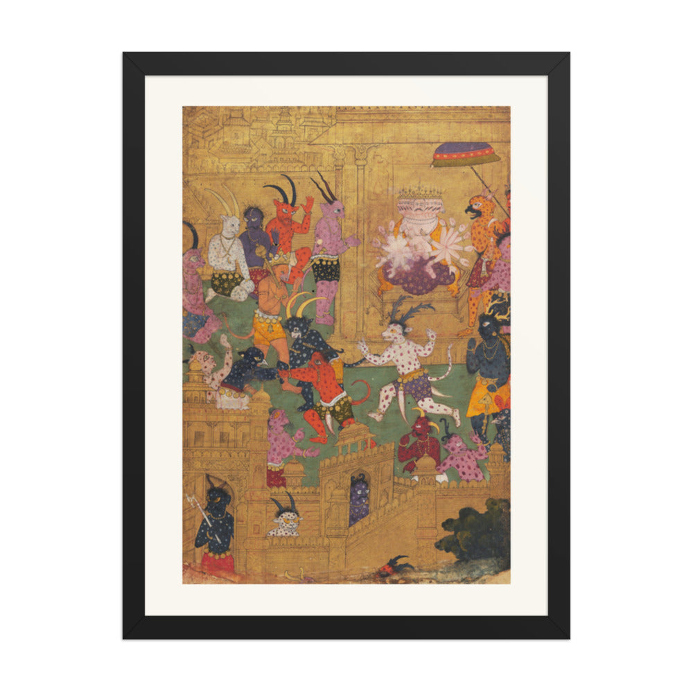 Angad the Messenger at Ravana's Court — Ramayana Folio | Restored Mughal Wall Art — view 1