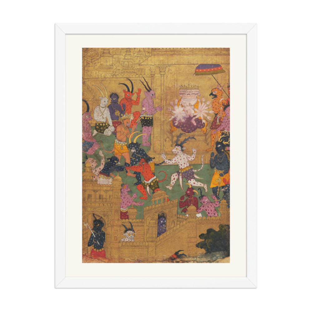 Angad the Messenger at Ravana's Court — Ramayana Folio | Restored Mughal Wall Art — view 5