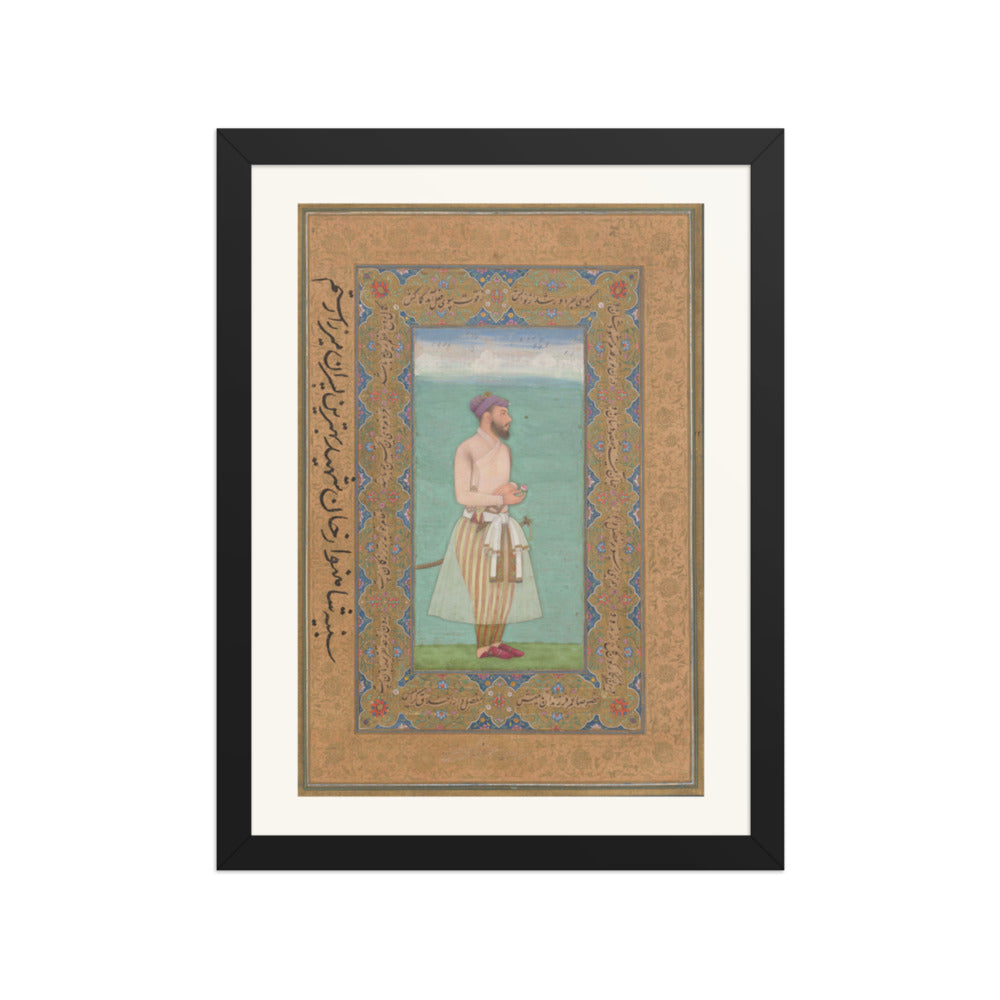 Standing Courtier — Mughal Album Folio | Restored Mughal Wall Art — view 2