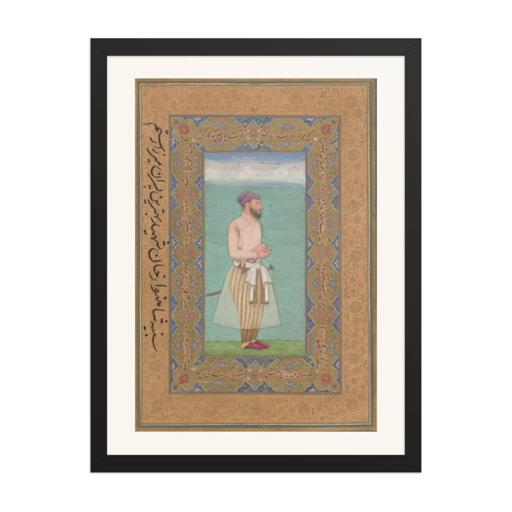 Standing Courtier — Mughal Album Folio | Restored Mughal Wall Art — view 1