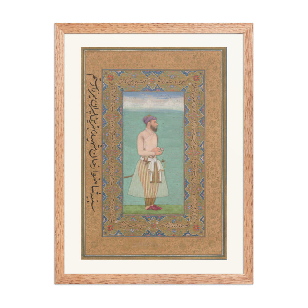Standing Courtier — Mughal Album Folio | Restored Mughal Wall Art — view 3