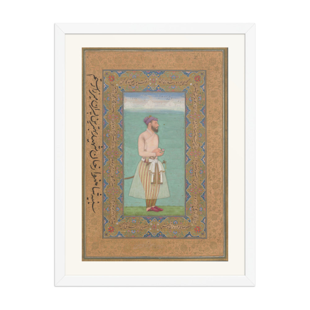 Standing Courtier — Mughal Album Folio | Restored Mughal Wall Art — view 5