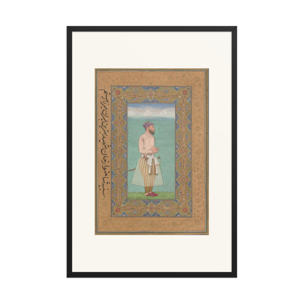 Standing Courtier — Mughal Album Folio | Restored Mughal Wall Art — view 8