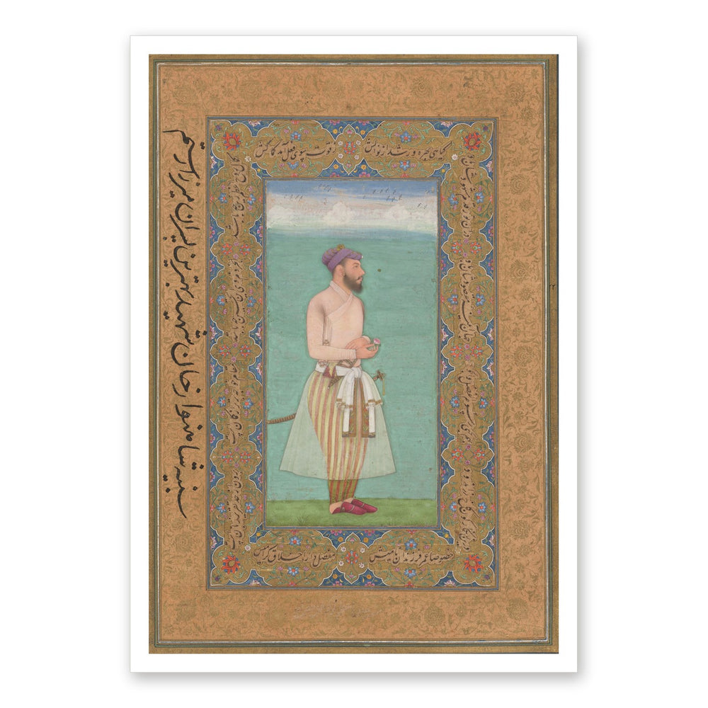 Standing Courtier — Mughal Album Folio | Restored Mughal Wall Art — view 7