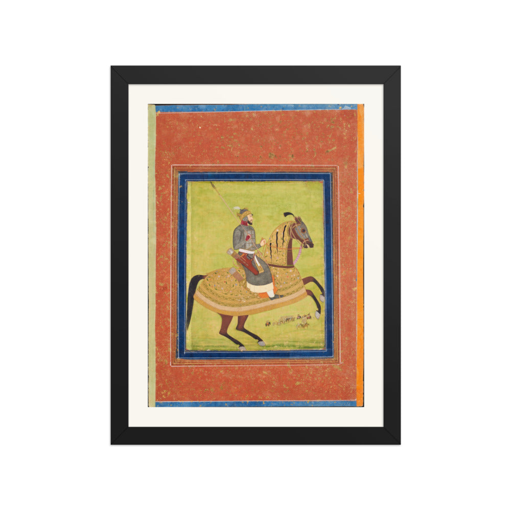 Prince Azam Shah on Horseback | Restored Mughal Wall Art — view 2