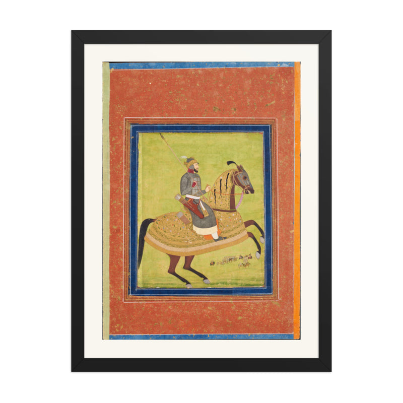 Prince Azam Shah on Horseback | Restored Mughal Wall Art