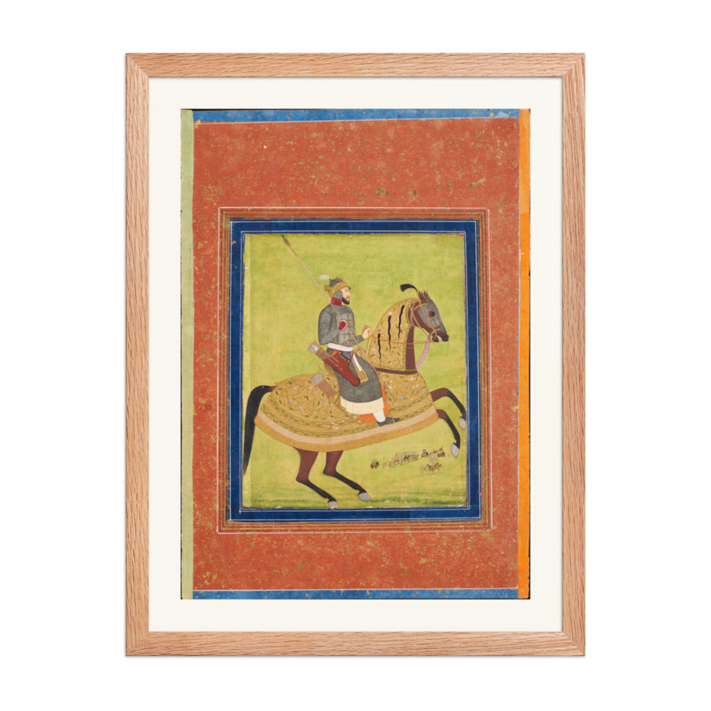 Prince Azam Shah on Horseback | Restored Mughal Wall Art — view 3