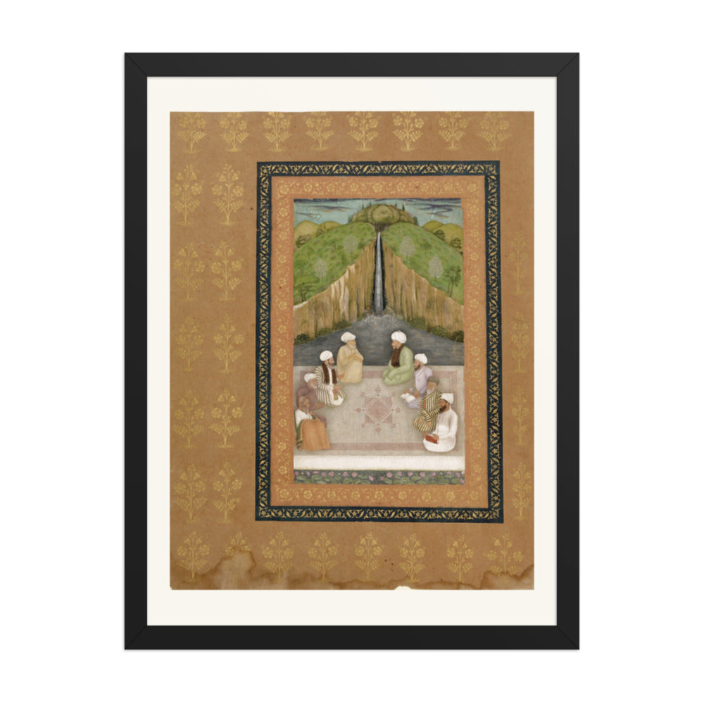 Sages in Religious Discussion, c. 1670 | Restored Mughal Wall Art — view 1