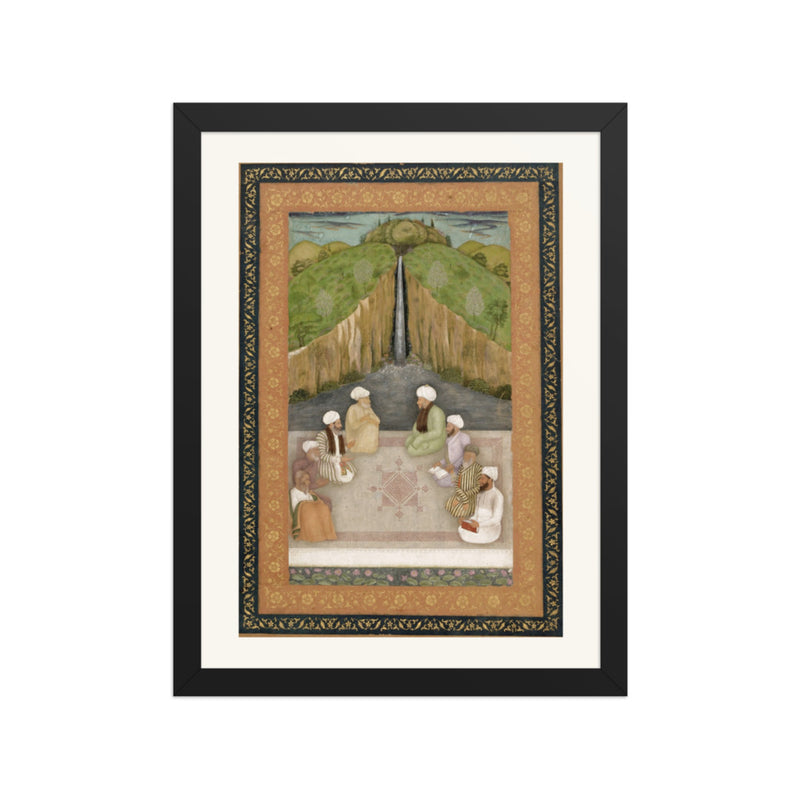 Sages in Religious Discussion, c. 1670 | Restored Mughal Wall Art