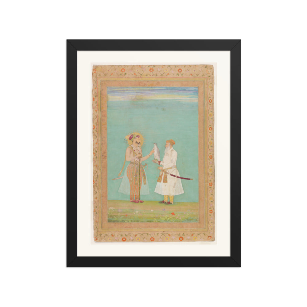 Shah Jahan and an Elderly Courtier with a Falcon | Restored Mughal Wall Art — view 2