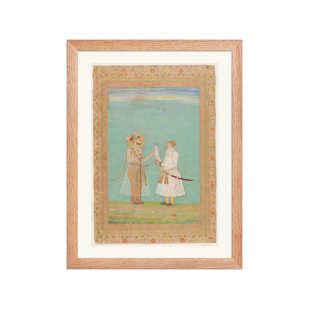 Shah Jahan and an Elderly Courtier with a Falcon | Restored Mughal Wall Art — view 4