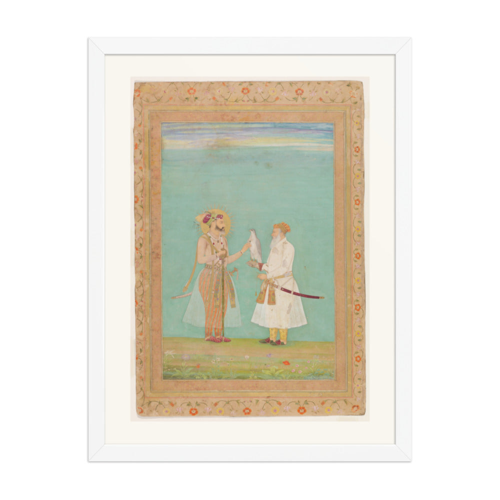 Shah Jahan and an Elderly Courtier with a Falcon | Restored Mughal Wall Art — view 5