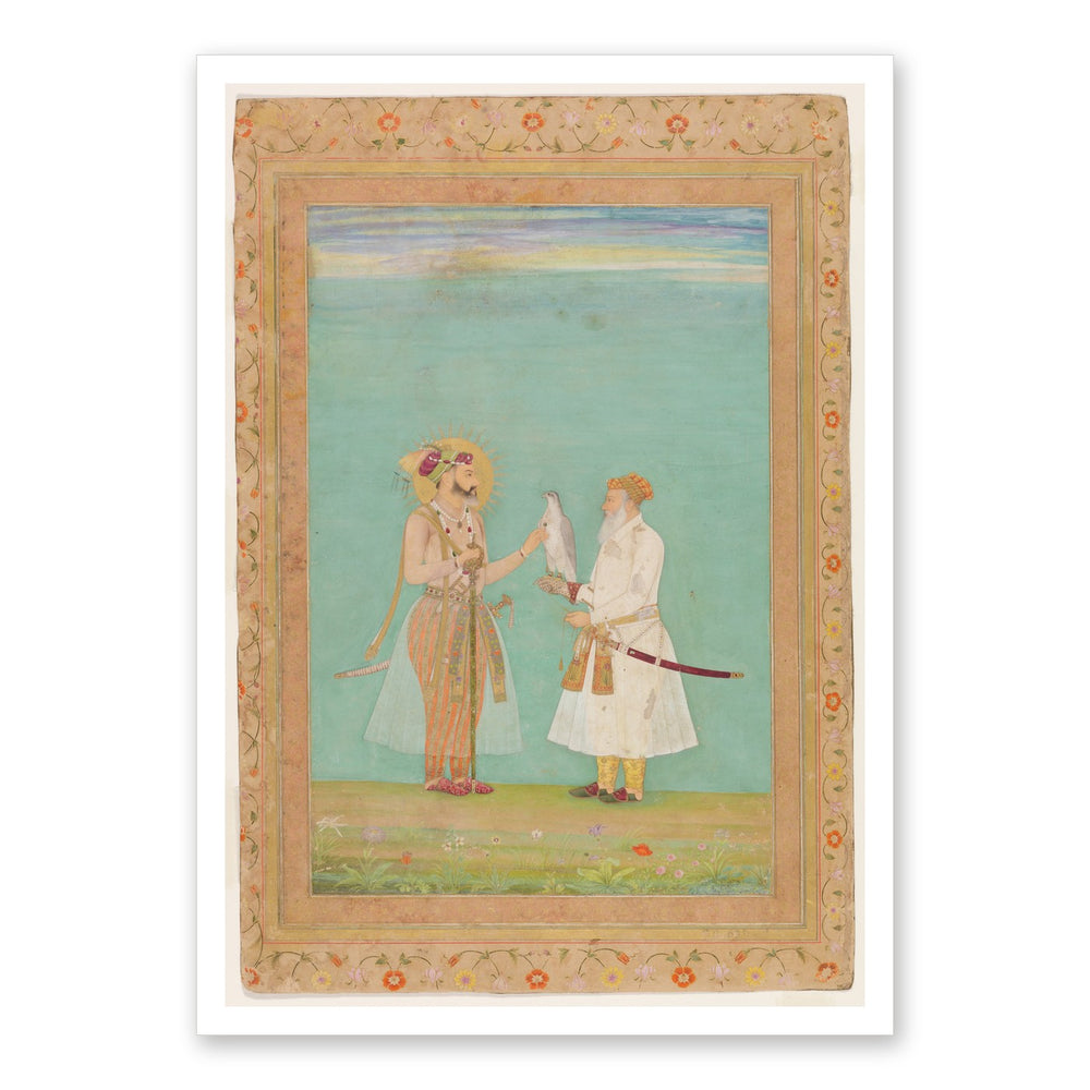 Shah Jahan and an Elderly Courtier with a Falcon | Restored Mughal Wall Art — view 7