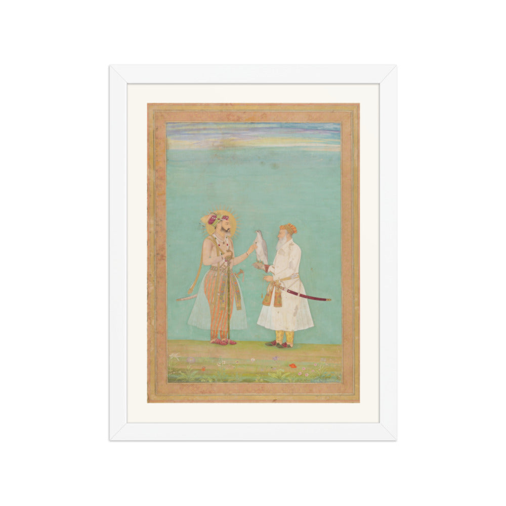 Shah Jahan and an Elderly Courtier with a Falcon | Restored Mughal Wall Art — view 3