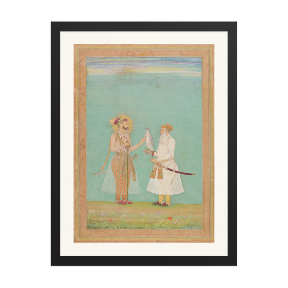 Shah Jahan and an Elderly Courtier with a Falcon | Restored Mughal Wall Art — view 4